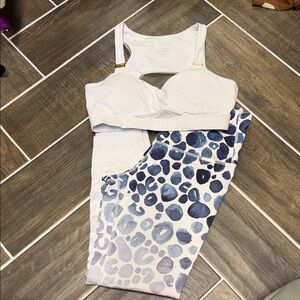 Cleo Harper White and Blue Leopard Leggings